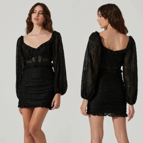 ASTR The Label Corset Bodice Mini Dress Women's Black Sweetheart Neck Zippered S - Picture 1 of 12